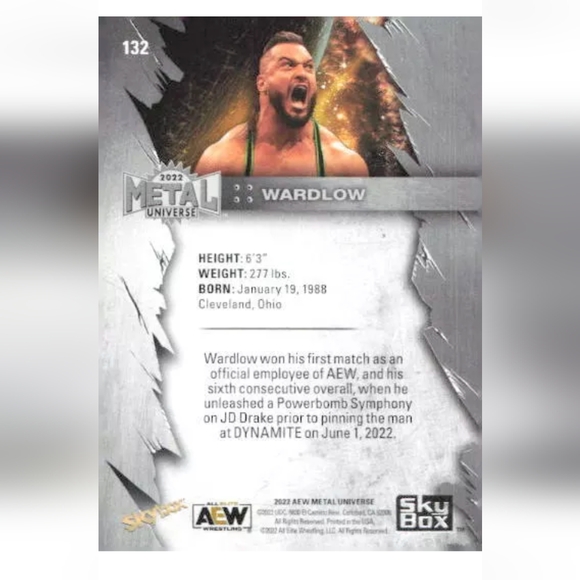 Wardlow 🔥 AEW Wrestling Trading Card 🏆 AEW Champion - Picture 2 of 2